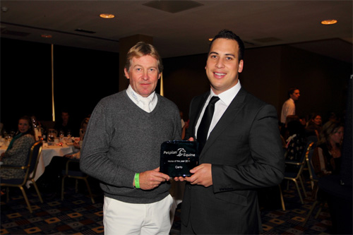 Nick Skelton receiving the Petplan Horse of the Year Award