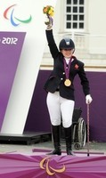 Natasha Baker winning a gold medal at the Paralympic Games London in 2012
